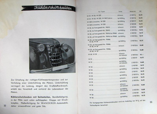 Wanderer Automobil-Zubehör 1939 Automobilkatalog (9834)
